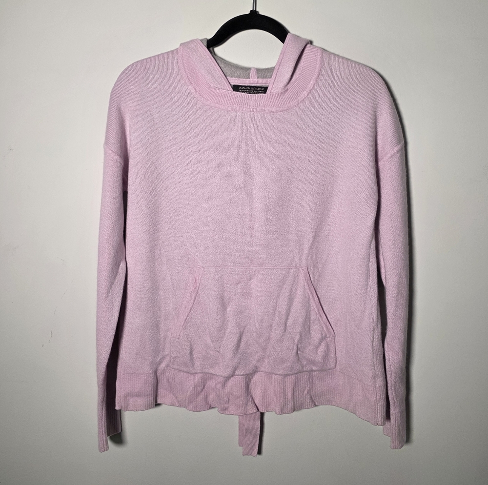 Banana Republic Hoodie Sweater S Pink Perfomance Cashmere Open Back Tie - Picture 2 of 8